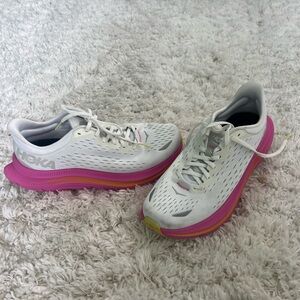 Hoka White and Pink Athletic Shoes